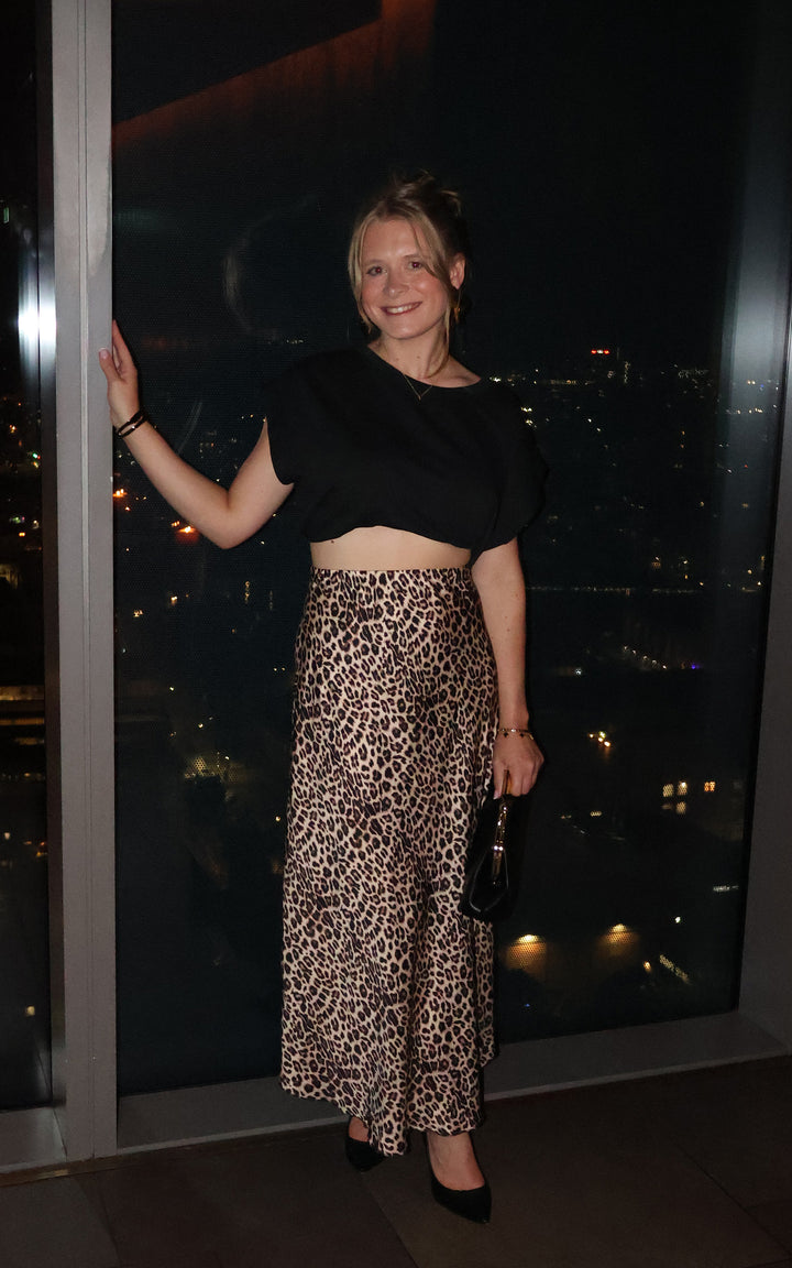 Aubrey Satin Skirt | Leopard Print