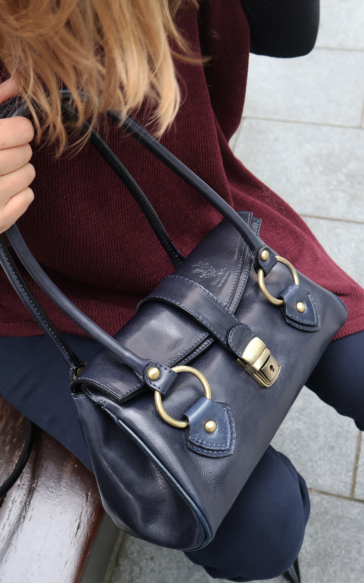Leather Handbag | Navy