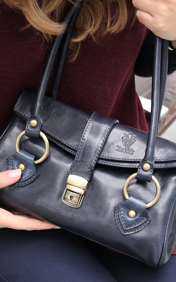 Leather Handbag | Navy