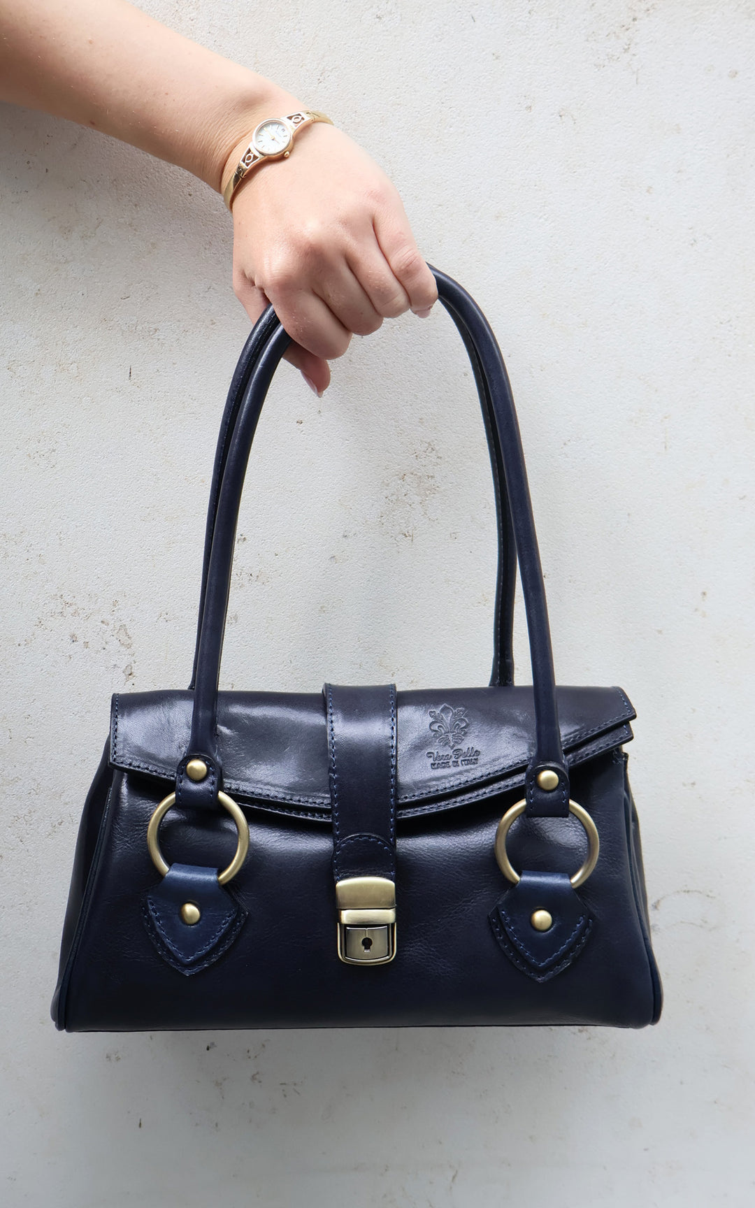 Leather Handbag | Navy