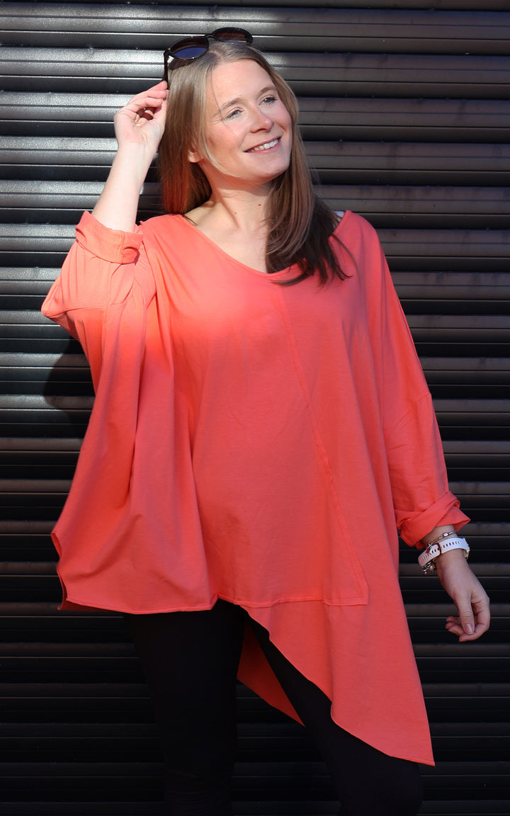 Kirsten Long Line Top | Coral