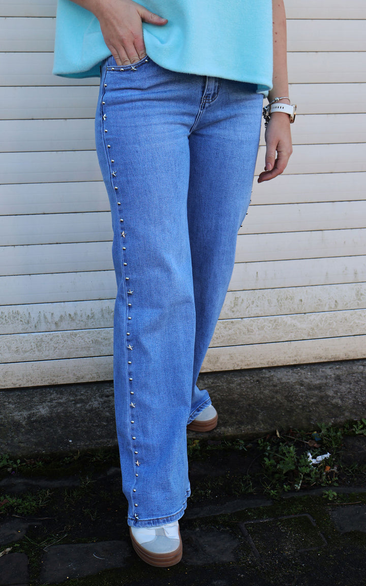 Jeans | Star and Stud Wide Leg | Light Wash