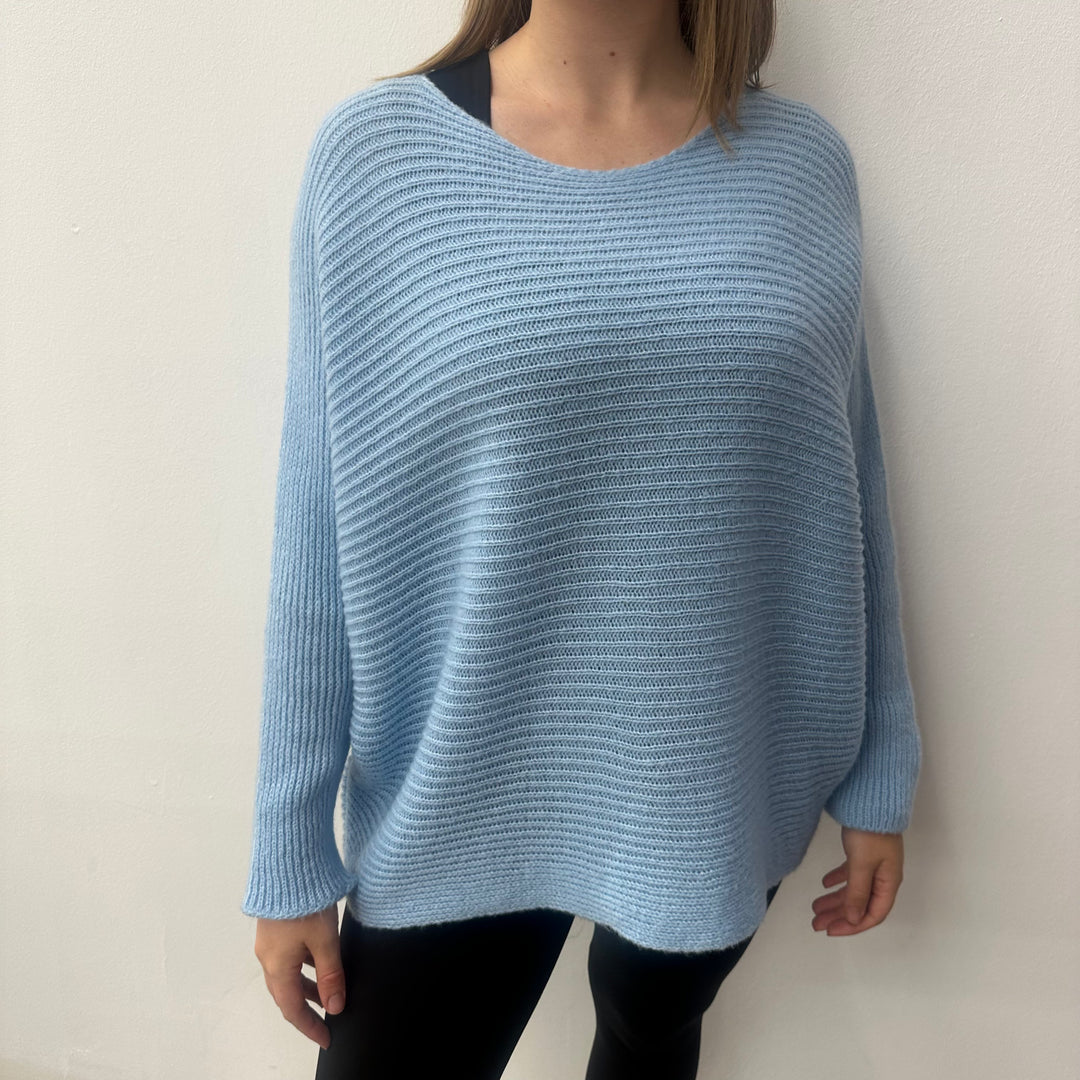 *PRE-ORDER* Batwing Button Back | Baby Blue