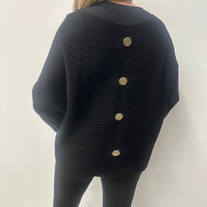 *PRE-ORDER* Batwing Button Back | Black