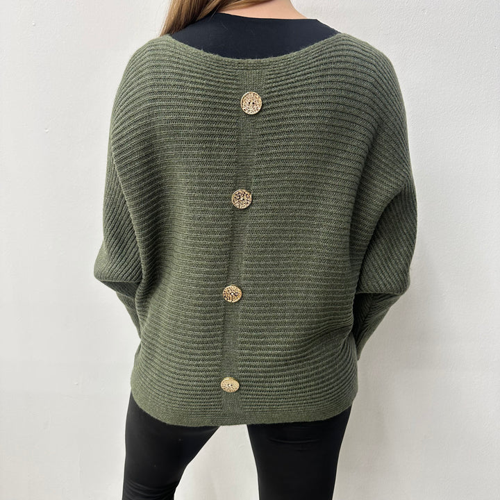 *PRE-ORDER* Batwing Button Back | Khaki