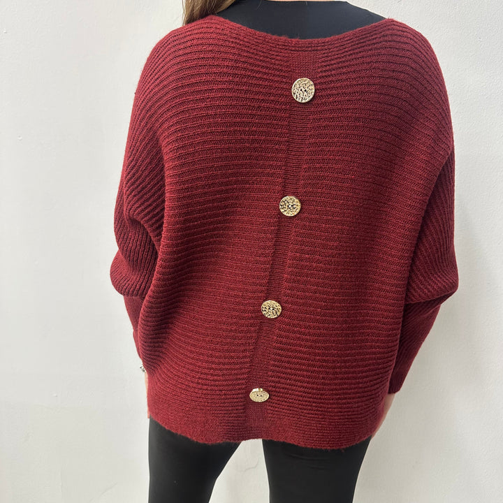 *PRE-ORDER* Batwing Button Back | Burgundy