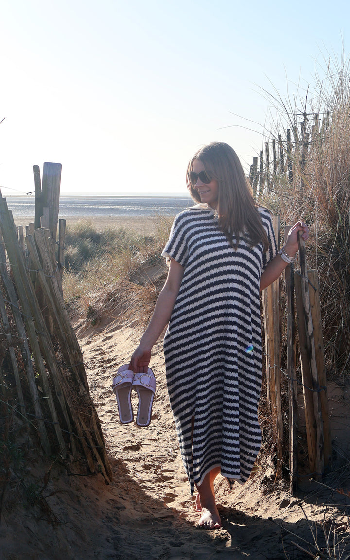 Mila Stripe Knit Dress | Navy