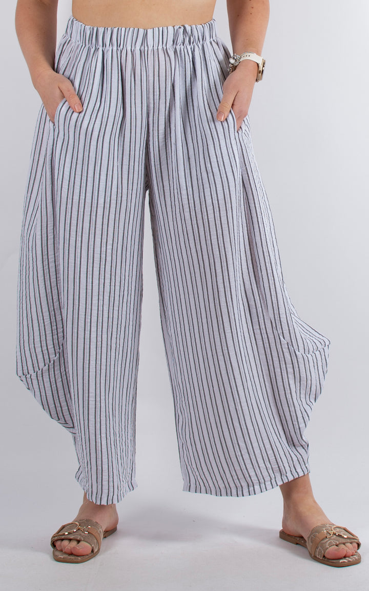 Isabella Stripe Trouser| White