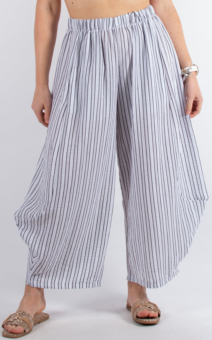 Isabella Stripe Trouser| White
