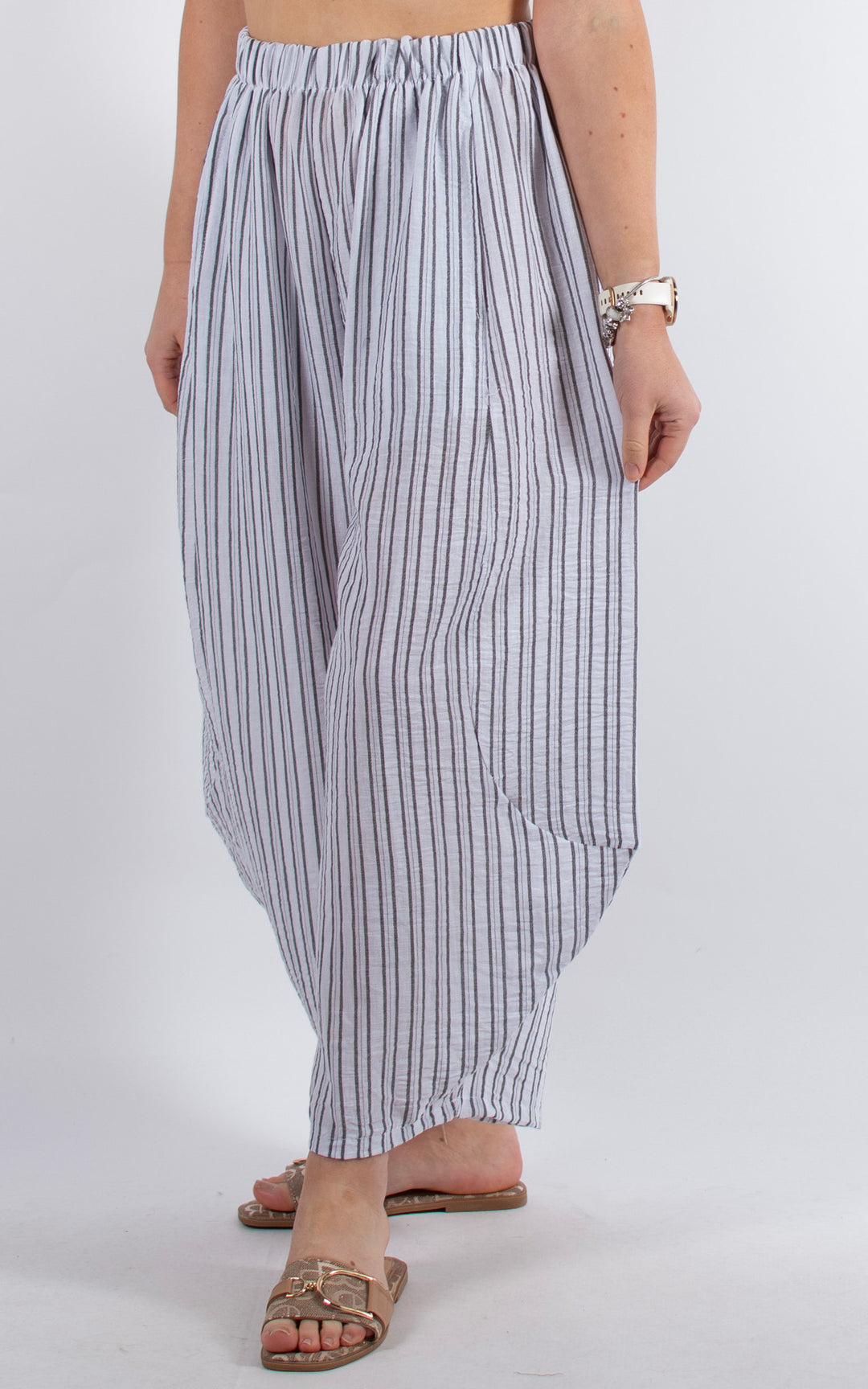 Isabella Stripe Trouser| White