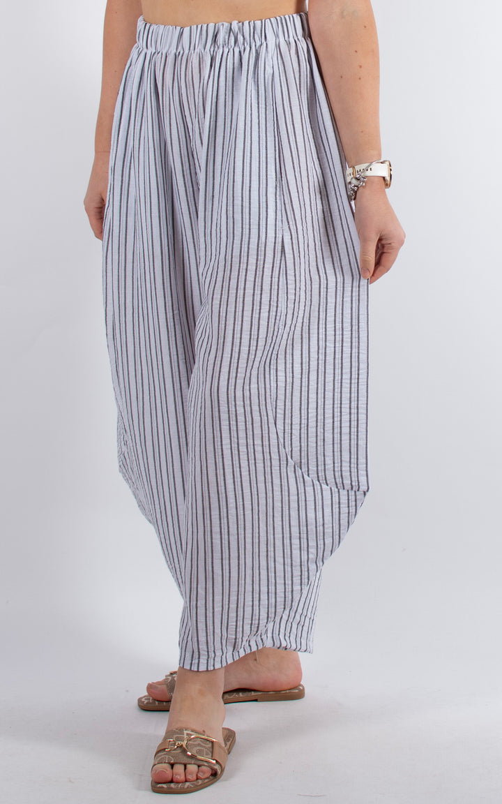 Isabella Stripe Trouser| White