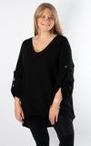 Janet Button Sleeve Knit | Black