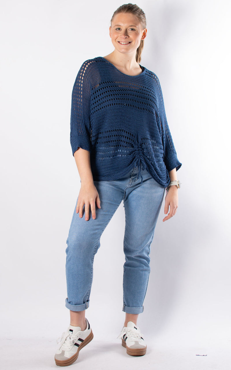 Janie Ruched Net Jumper | Denim