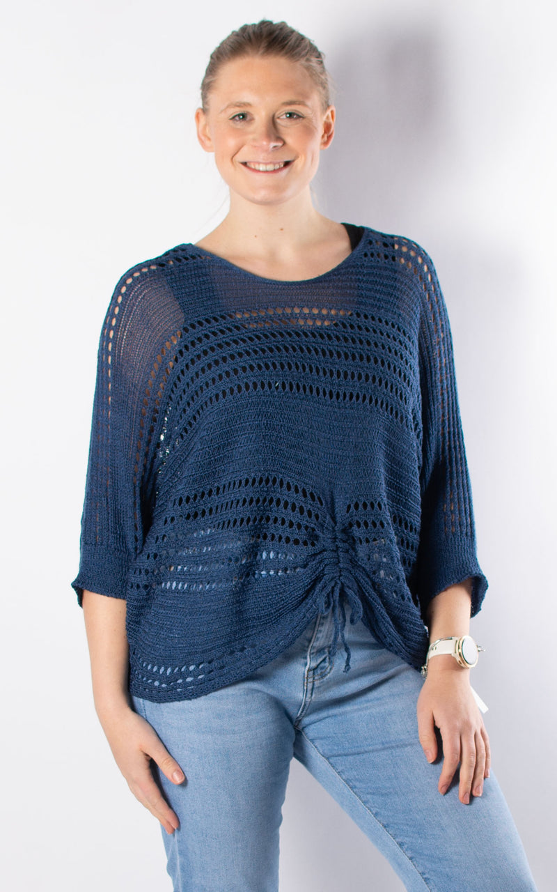 Janie Ruched Net Jumper | Denim