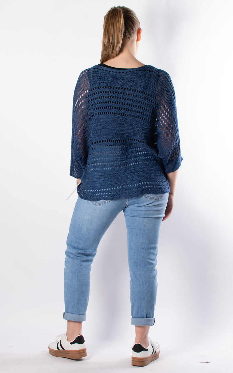 Janie Ruched Net Jumper | Denim