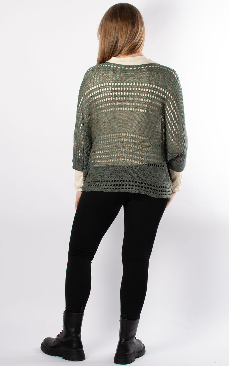 Janie Ruched Net Jumper | Khaki