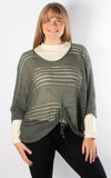 Janie Ruched Net Jumper | Khaki