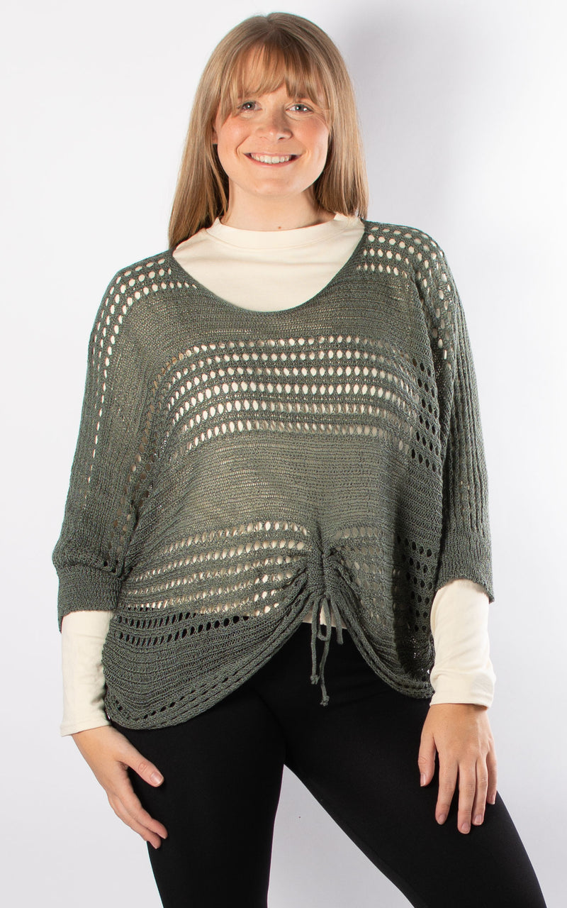 Janie Ruched Net Jumper | Khaki