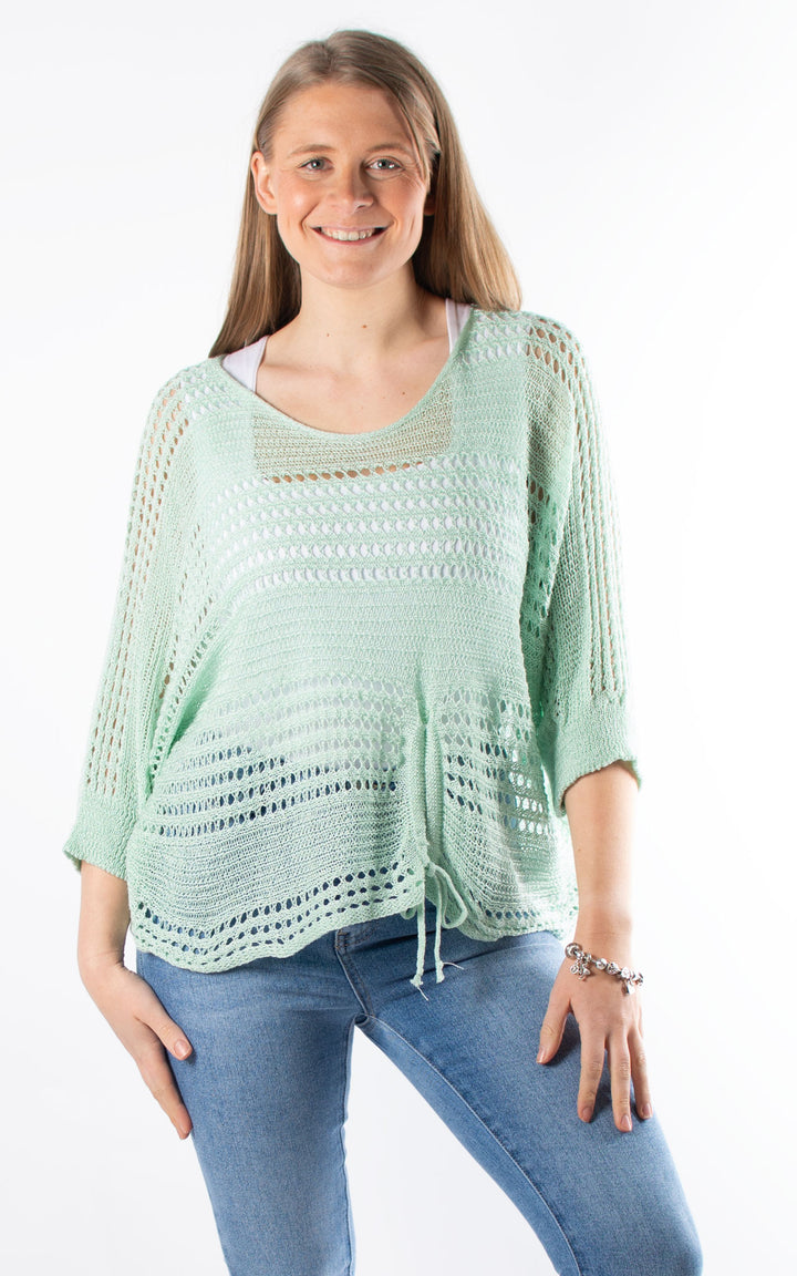 Janie Ruched Net Jumper | Mint