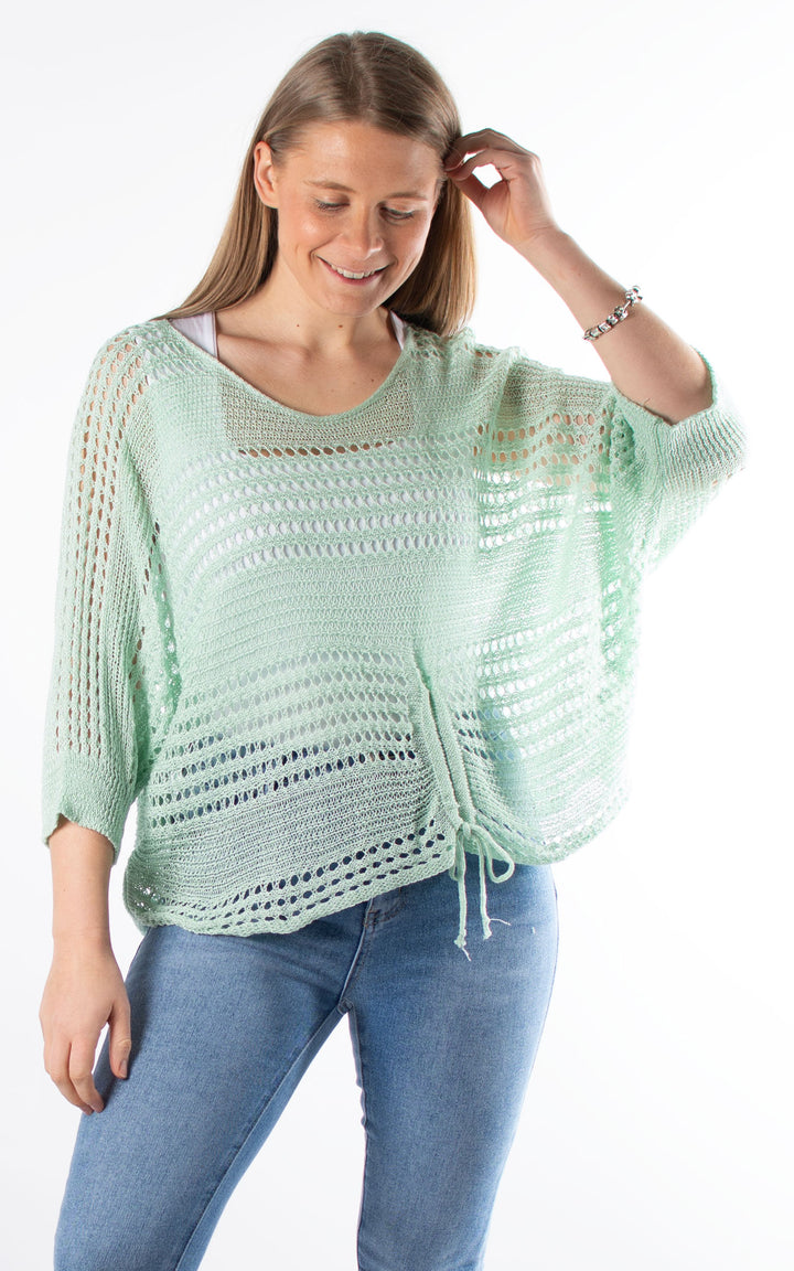 Janie Ruched Net Jumper | Mint