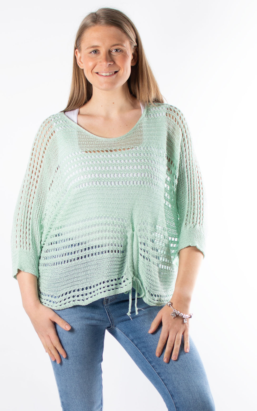 Janie Ruched Net Jumper | Mint
