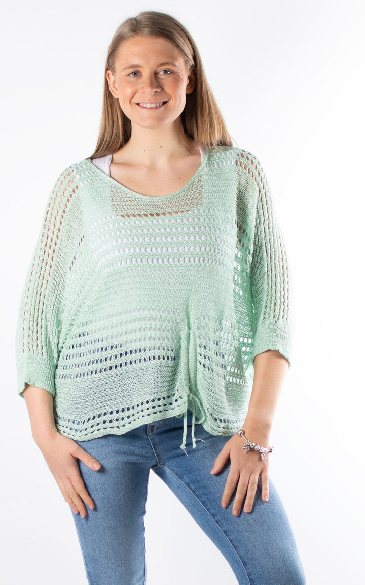 Janie Ruched Net Jumper | Mint