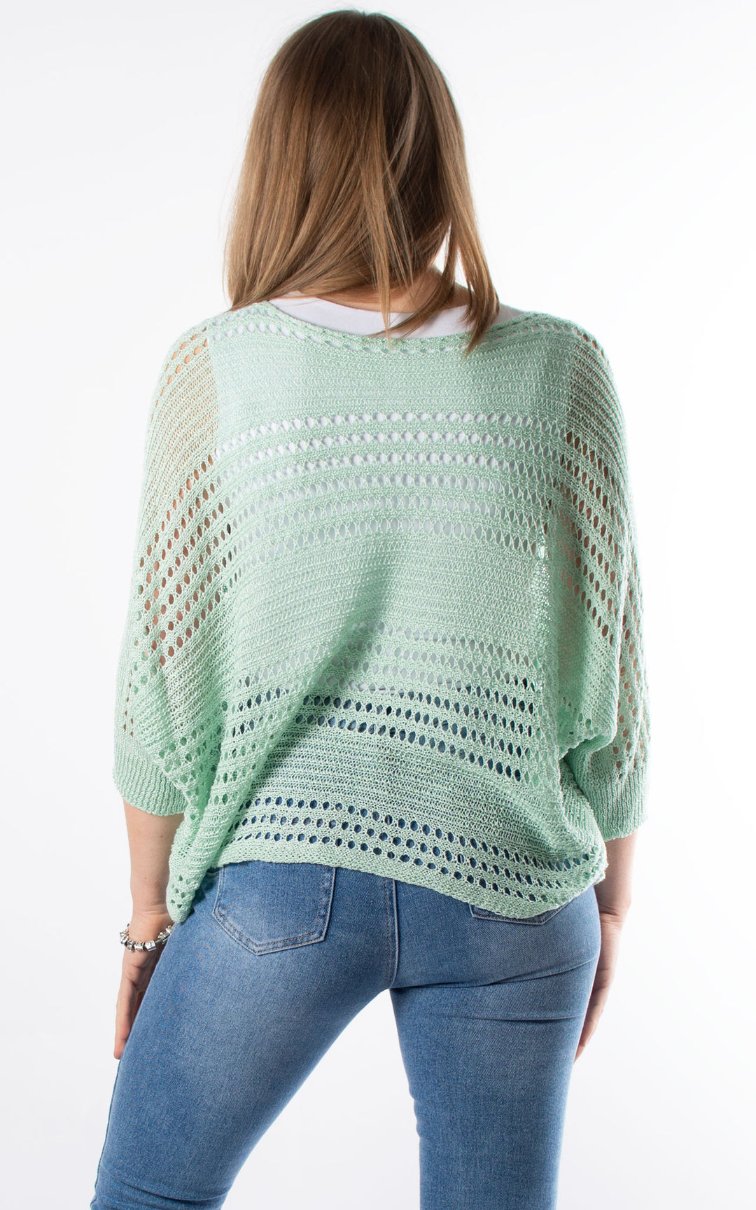Janie Ruched Net Jumper | Mint