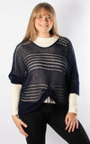 Janie Ruched Net Jumper | Navy
