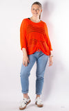 Janie Ruched Net Jumper | Neon Orange