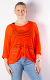 Janie Ruched Net Jumper | Neon Orange