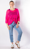 Janie Ruched Net Jumper | Neon Pink