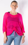 Janie Ruched Net Jumper | Neon Pink