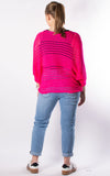 Janie Ruched Net Jumper | Neon Pink