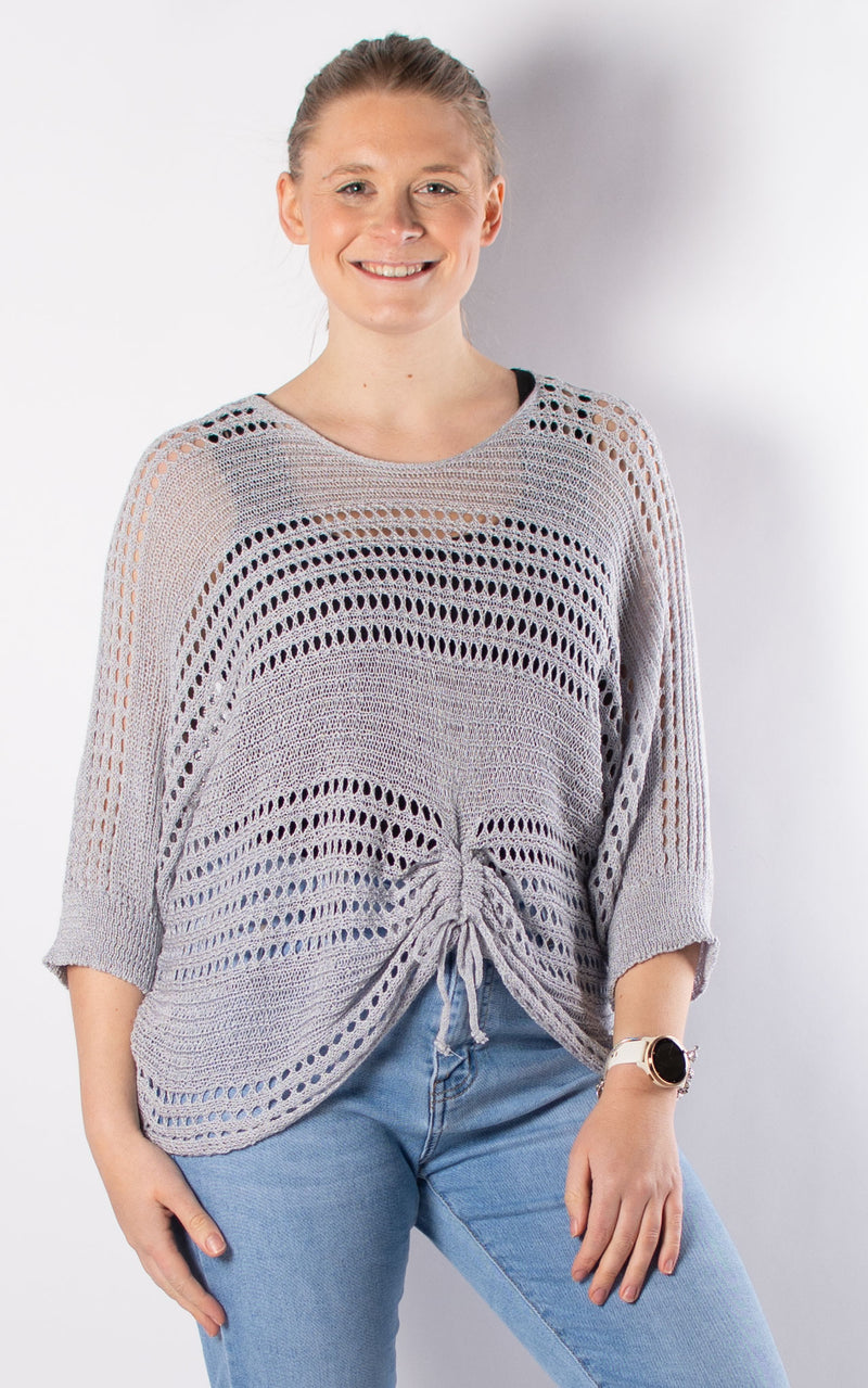 Janie Ruched Net Jumper | Silver