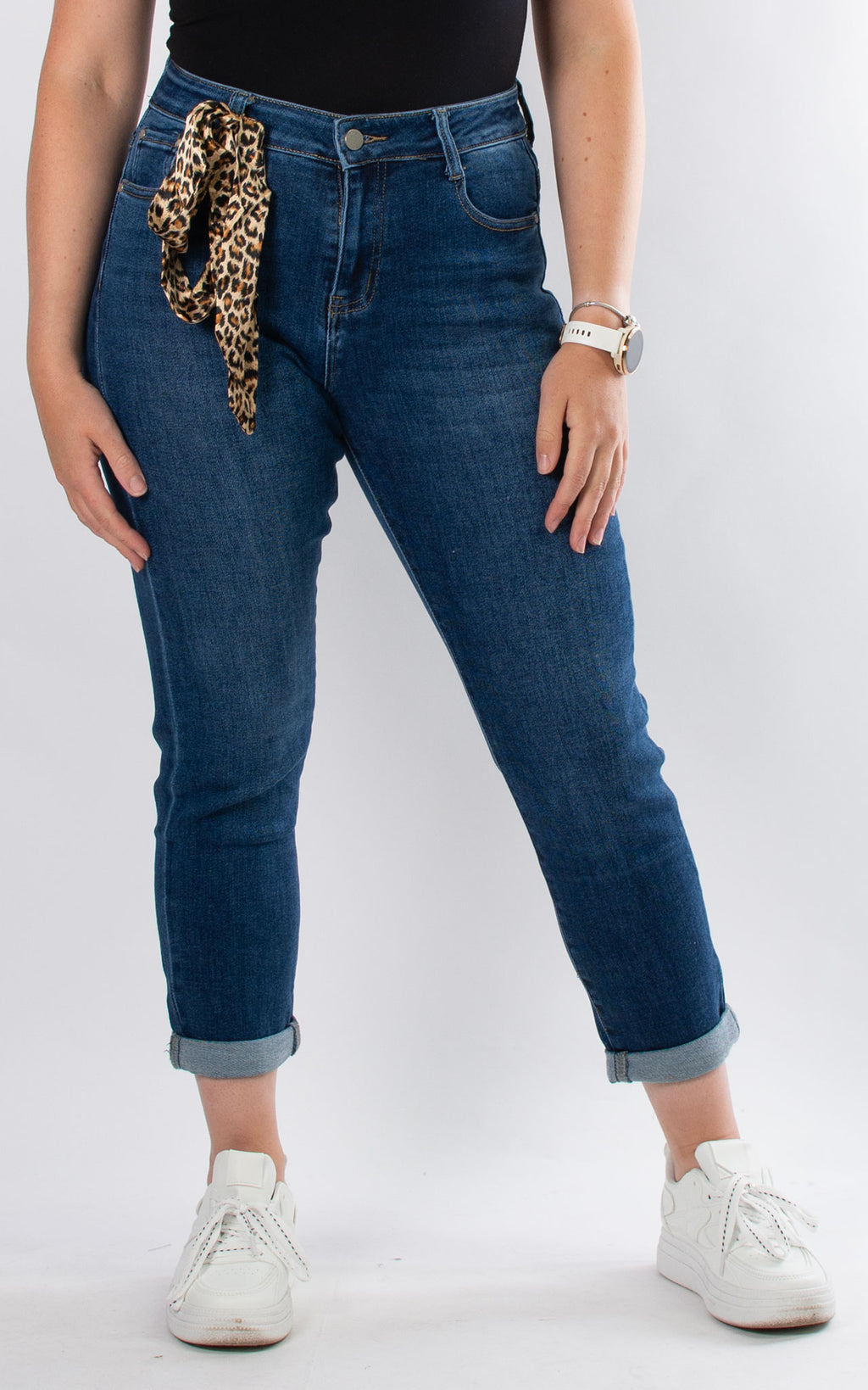 Jeans | Dark Denim | Leopard Belt