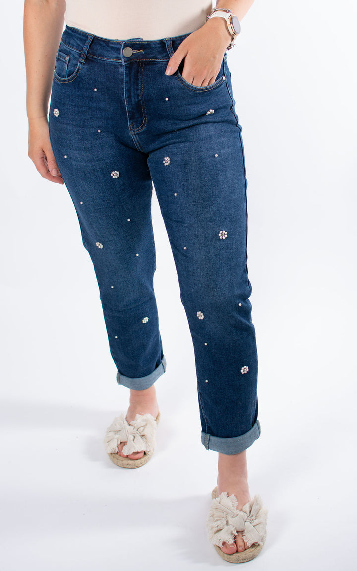 Jeans | Mom | Pearls | Dark Denim