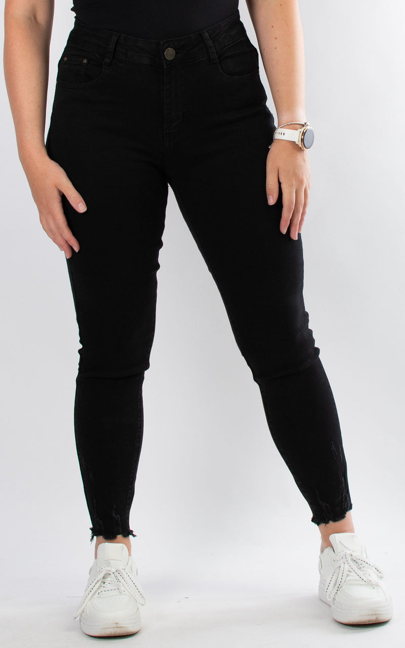 Jeans | Skinny Frayed Ankle | Black