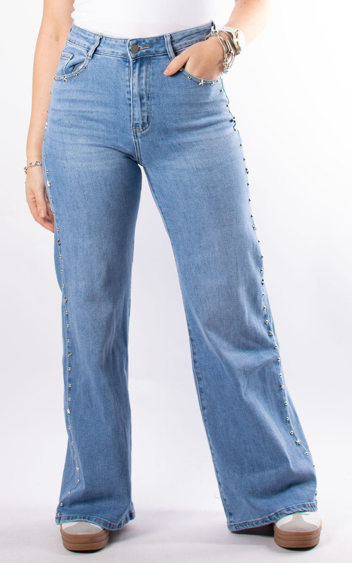 Jeans | Star and Stud Wide Leg | Light Wash