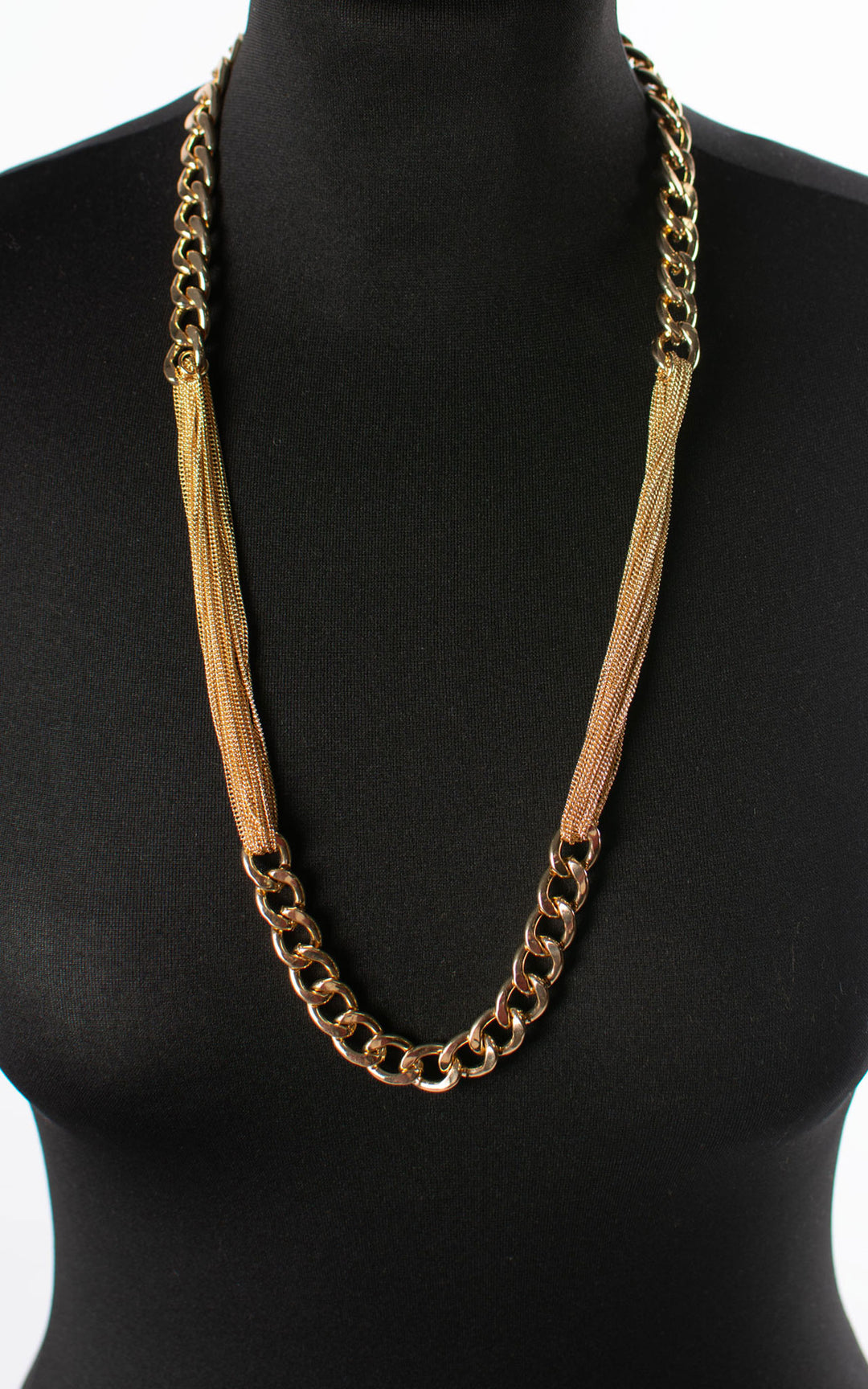 Jet Necklace | Two Chains | Long | Gold