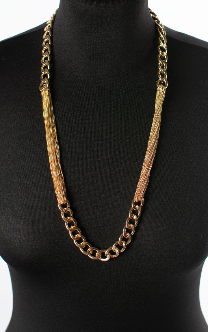 Jet Necklace | Two Chains | Long | Gold