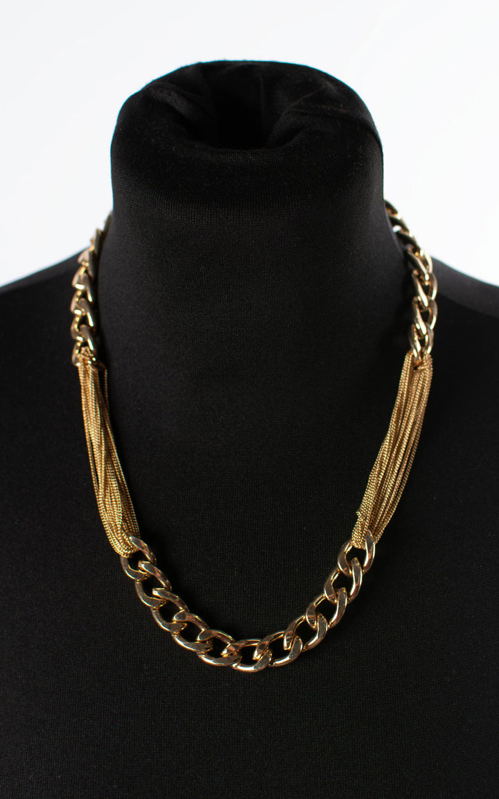 Jet Necklace | Two Chains | Short | Gold
