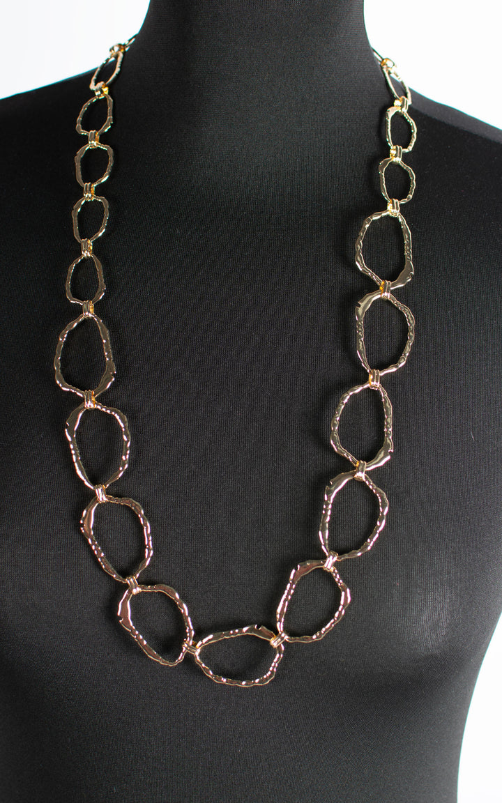 Jet Necklace | Abstract Chain | Long | Gold