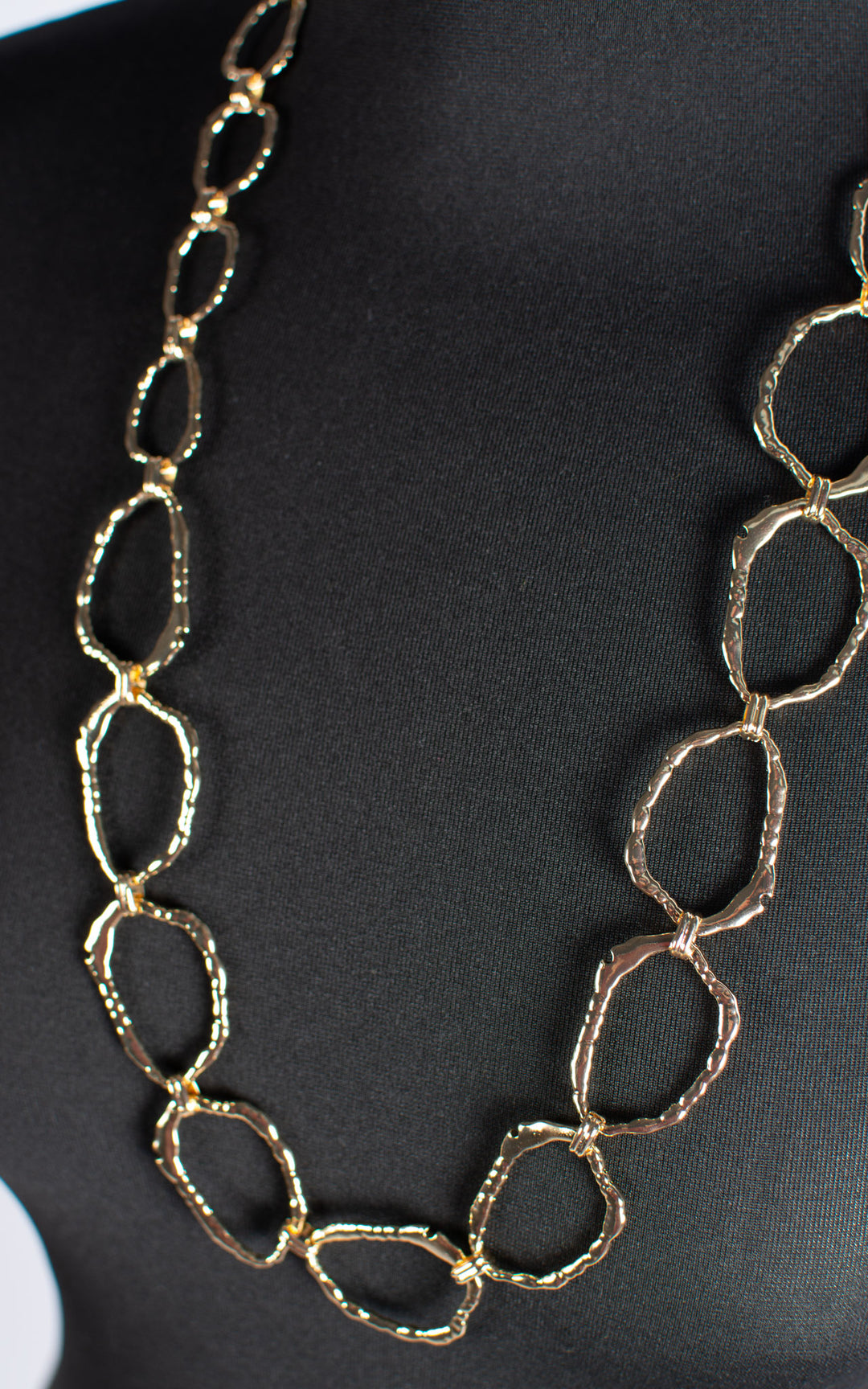 Jet Necklace | Abstract Chain | Long | Gold