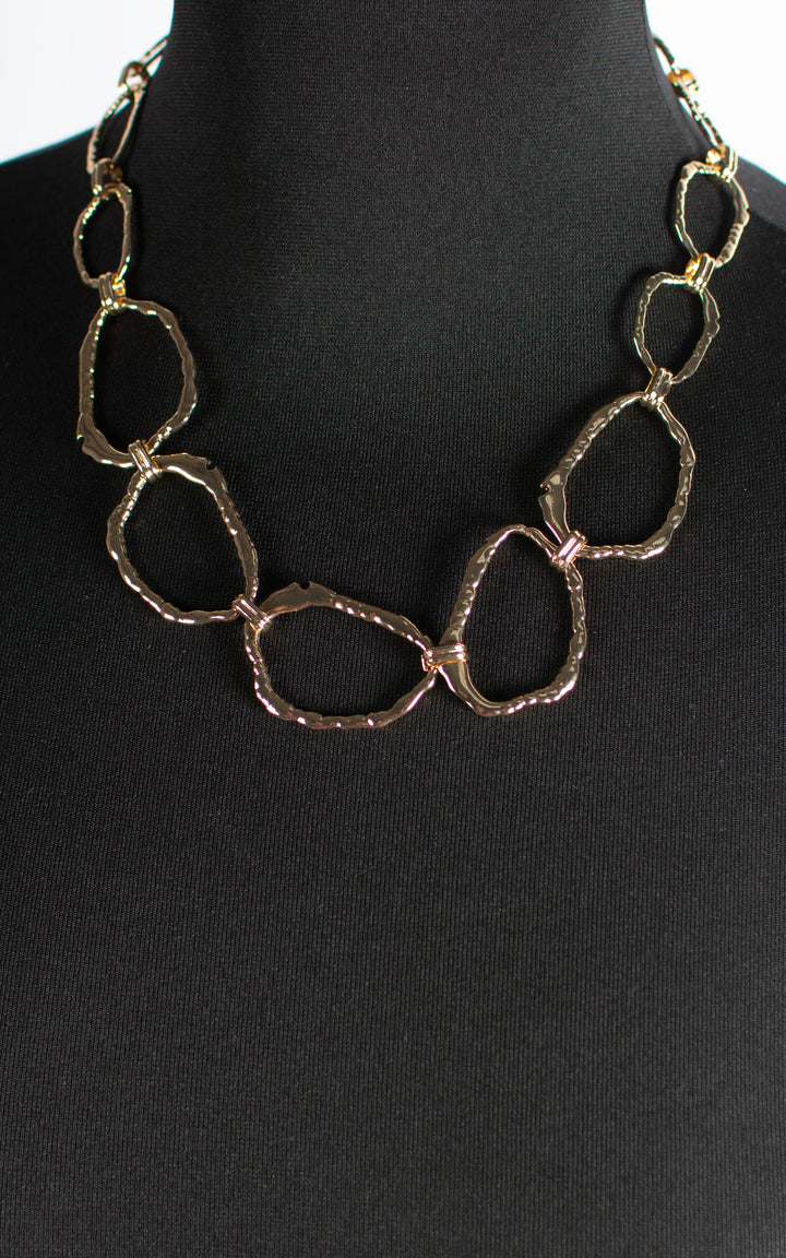 Jet Necklace | Abstract Chain | Short | Gold