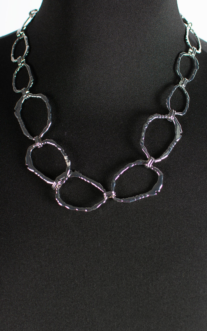 Jet Necklace | Abstract Chain | Short | Silver