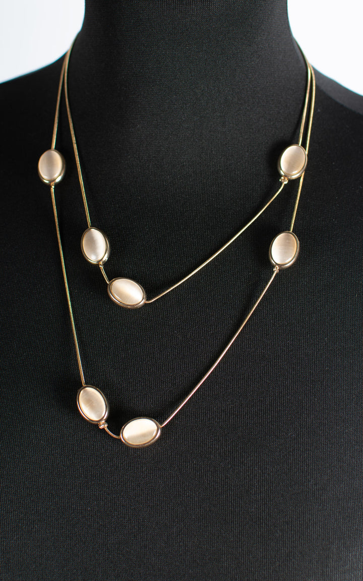 Jet Necklace | Glass Drop | Gold