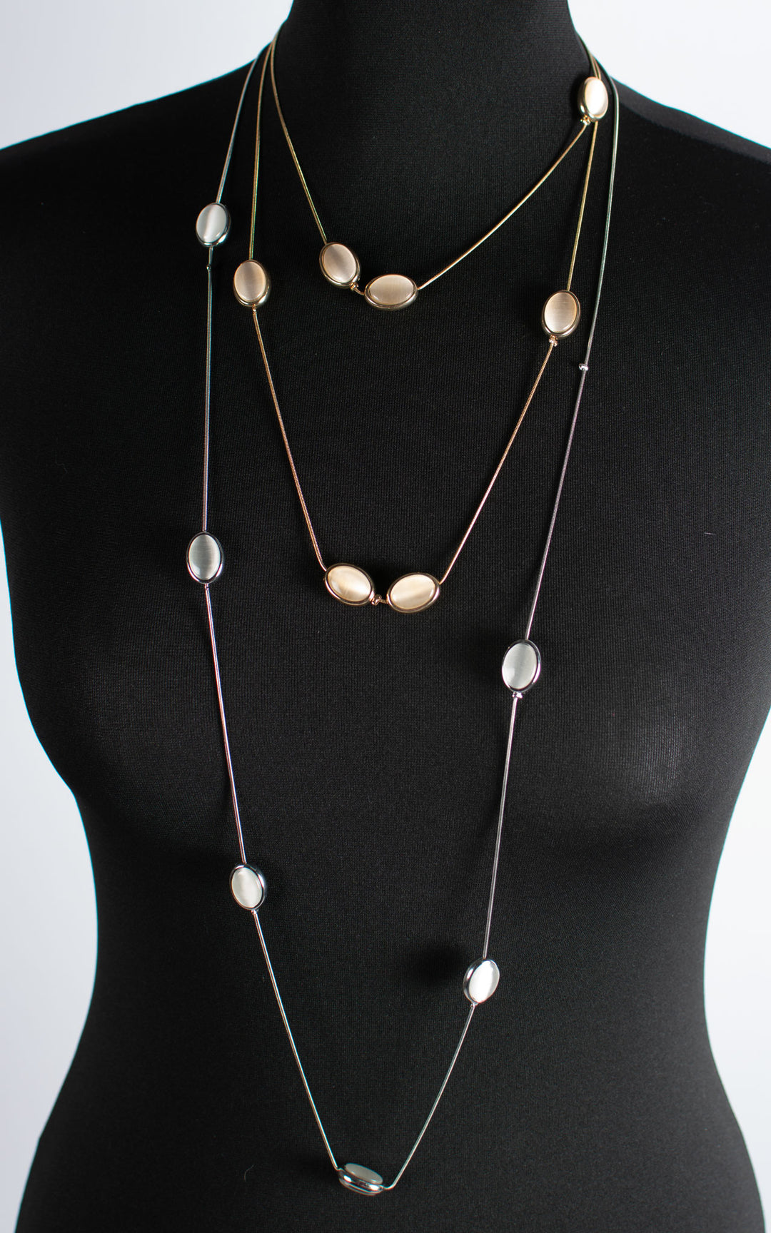 Jet Necklace | Glass Drop | Gold