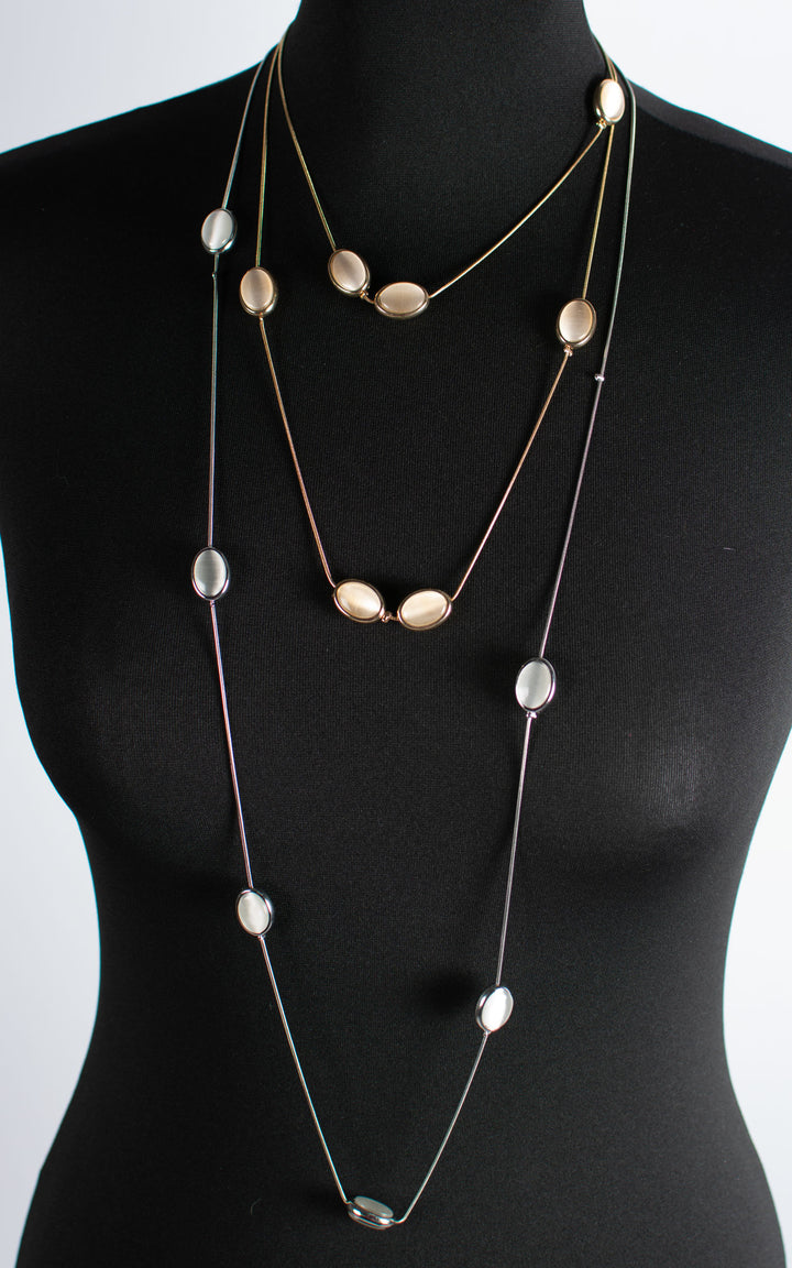 Jet Necklace | Glass Drop | Gold