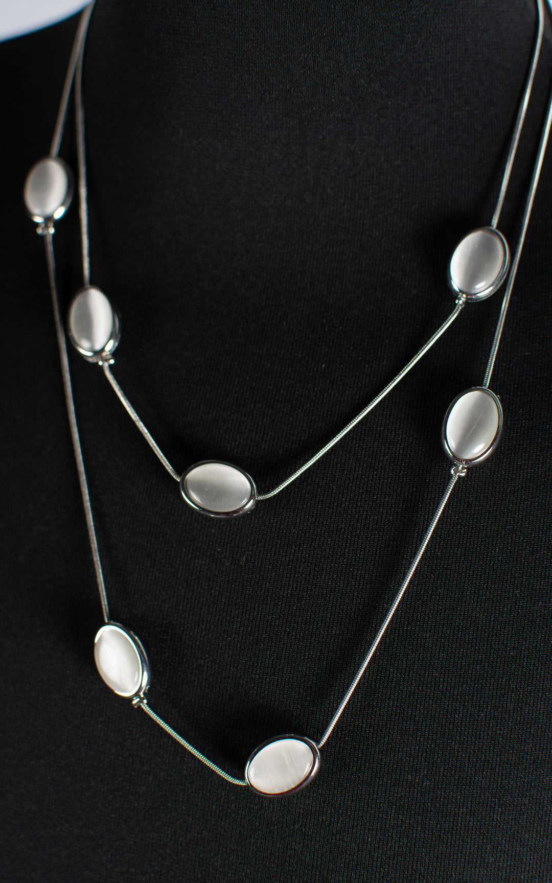 Jet Necklace | Glass Drop | Silver