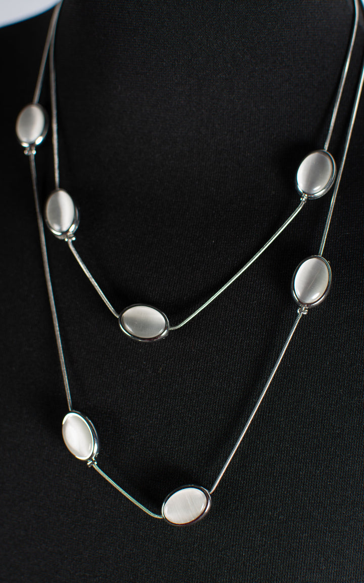 Jet Necklace | Glass Drop | Silver